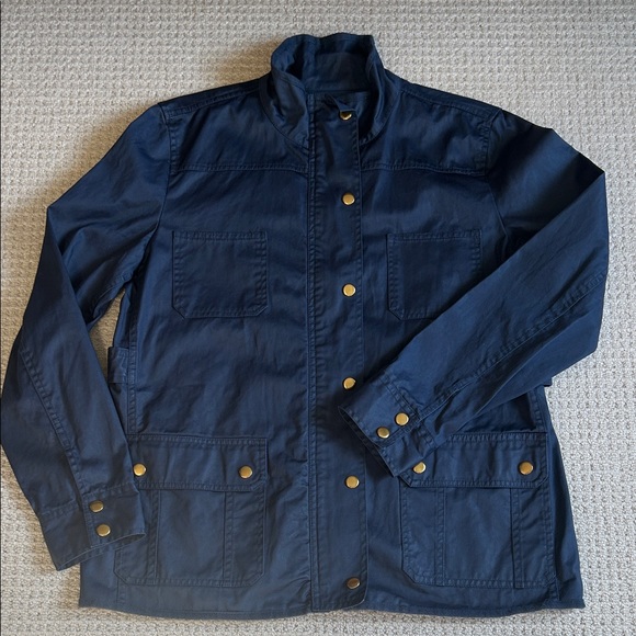 Laura Scott Cotton Utility Jacket in Navy Blue - Picture 10 of 11